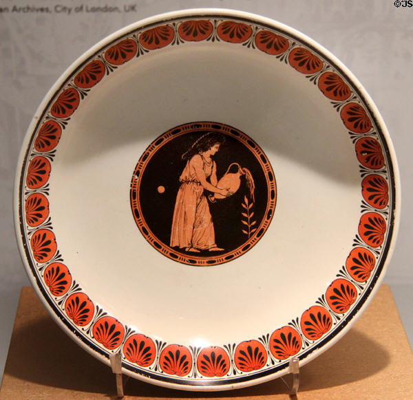 Creamware dish with Hellenistic figure (c1780s) by Wedgwood of Stoke-on-Trent, England at Gardiner Museum. Toronto, ON.