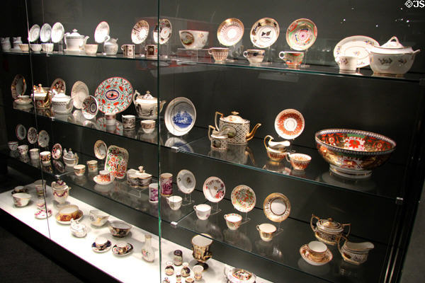 Collection of early Minton bone china (1799-1816) at Gardiner Museum. Toronto, ON.