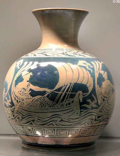 Earthenware 'Sea Maiden' vase in Antique Revival style (c1910) by Walter Crane & William S Mycock for Minton of Stoke-on-Trent, England at Gardiner Museum. Toronto, ON.
