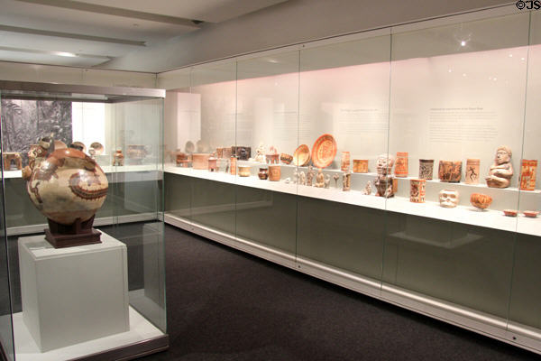 Collection of Native American pre-Columbian ceramics at Gardiner Museum. Toronto, ON.