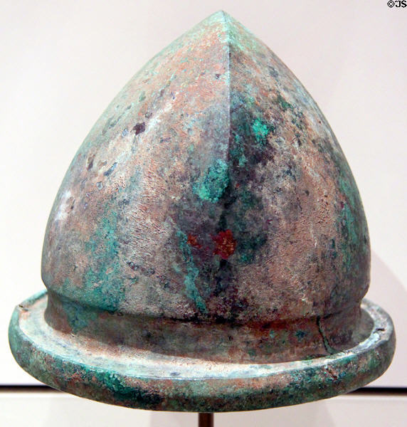 Etruscan bronze Negau-type helmet (500-400 BCE) at Royal Ontario Museum. Toronto, ON.