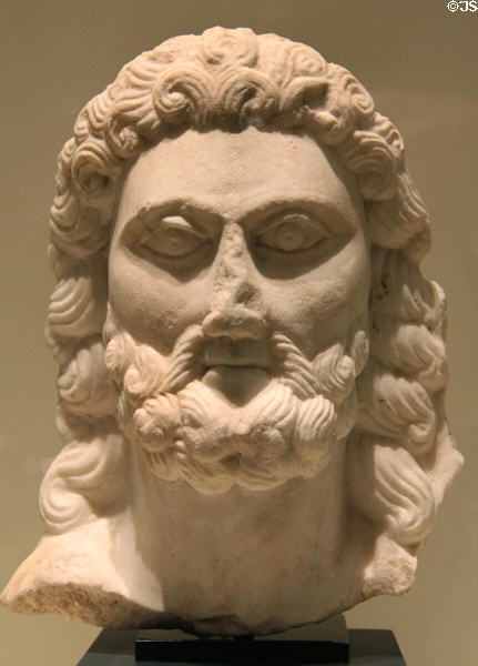 Roman marble head of Zeus (100-200 CE) from Near East provinces at Royal Ontario Museum. Toronto, ON.