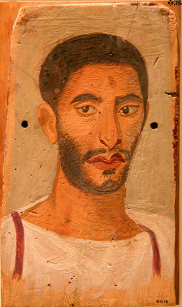 Mummy portrait of bearded man from Roman Egypt (200-300 CE) at Royal Ontario Museum. Toronto, ON.