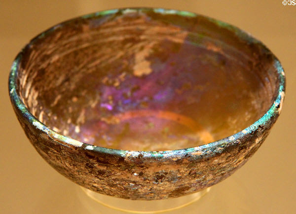 Mould-made glass bowl (100 BCE - 25 CE) from Syria or Palestine at Royal Ontario Museum. Toronto, ON.