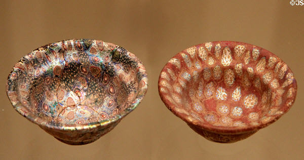 Pair of mould-made glass "millefiori" bowls (1- 50 CE) from Syria at Royal Ontario Museum. Toronto, ON.