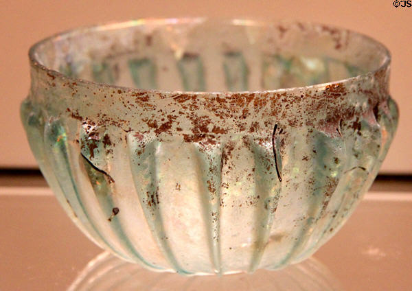 Pillar molded glass ribbed bowls (25-125 CE) from Syria at Royal Ontario Museum. Toronto, ON.