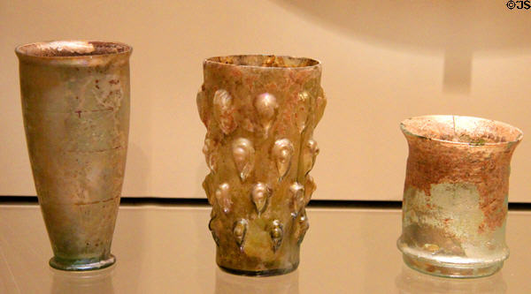Glass beakers (50-100 CE) from Syria or Palestine at Royal Ontario Museum. Toronto, ON.