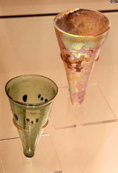 Blown glass lamps (350-400 CE) from Syria at Royal Ontario Museum. Toronto, ON.