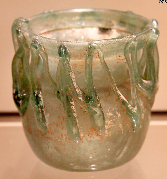 Blown glass jar with trailed decoration (400-500 CE) from Syria at Royal Ontario Museum. Toronto, ON.
