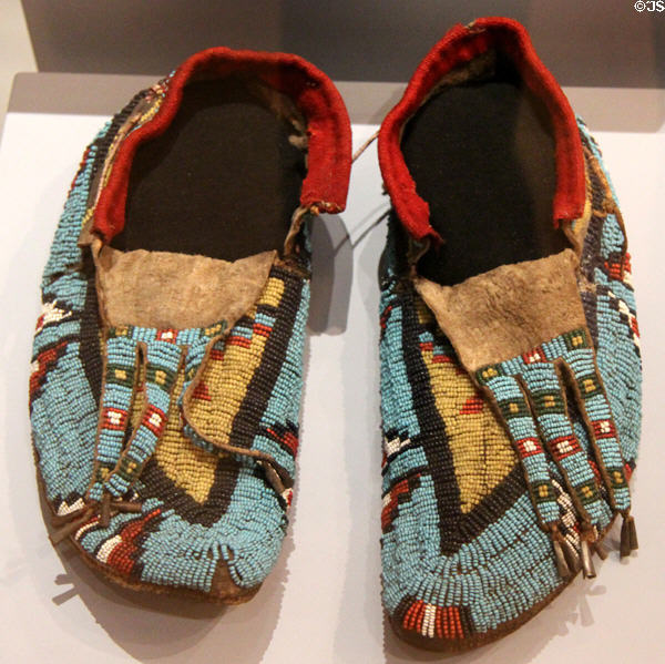 Lakota or Assiniboine beaded moccasins (c1880) at Royal Ontario Museum. Toronto, ON.
