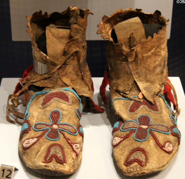 Northern Plains or Plateau native beaded moccasins (c1880) at Royal Ontario Museum. Toronto, ON.