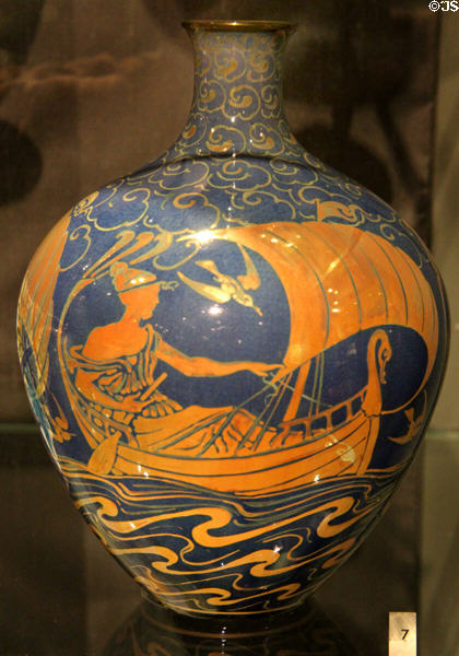 Arts & Crafts earthenware vase (1911) by Walter Crane & painted by William S Mycock made by Pilkington's of Manchester, England at Royal Ontario Museum. Toronto, ON.