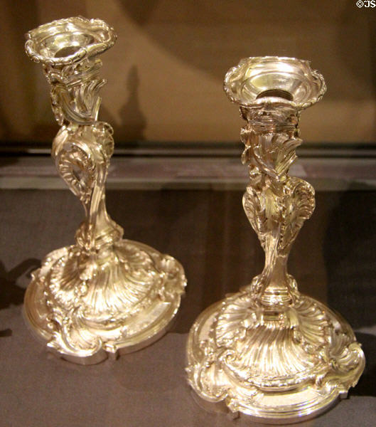 Silver candlesticks (1737-8) by Paul Crespin of London at Royal Ontario Museum. Toronto, ON.