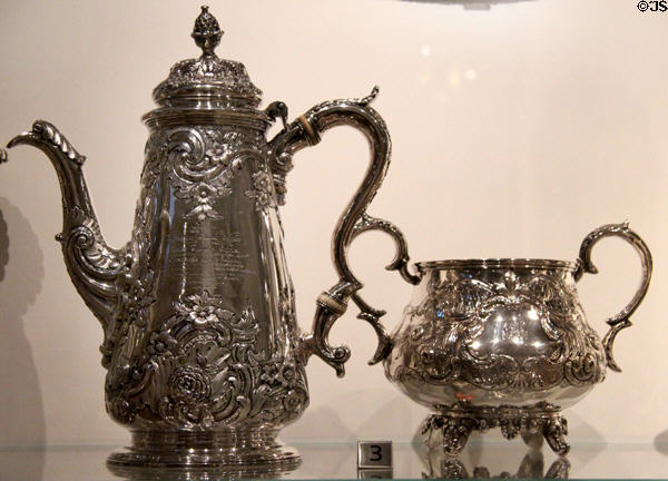Silver tea service (1858-9) by John Smyth of Dublin, Ireland at Royal Ontario Museum. Toronto, ON.