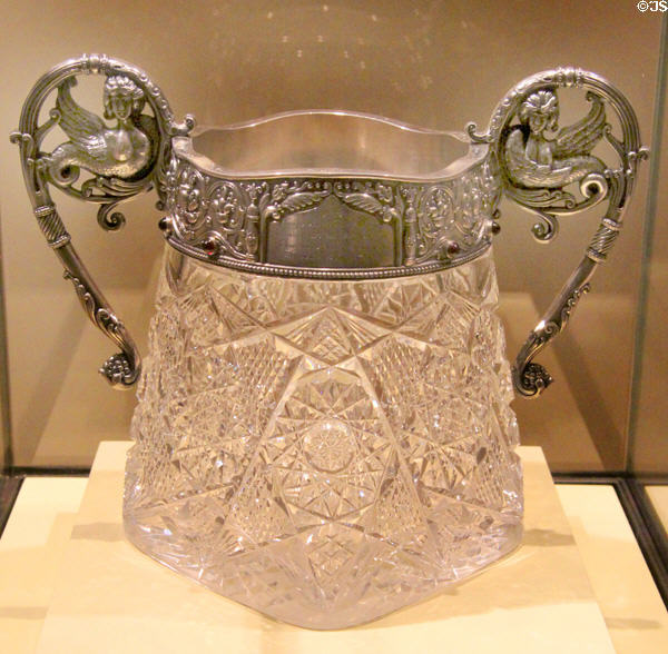 Silver & cut glass ice bucket (engraved 1915) from Moscow at Royal Ontario Museum. Toronto, ON.