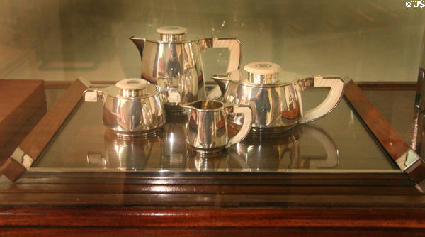 Silver & ivory tea service (c1925) by Jean Puiforcat of Paris at Royal Ontario Museum. Toronto, ON.