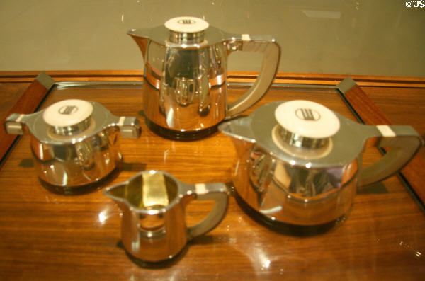Silver & ivory tea service (c1925) by Jean Puiforcat of Paris at Royal Ontario Museum. Toronto, ON.