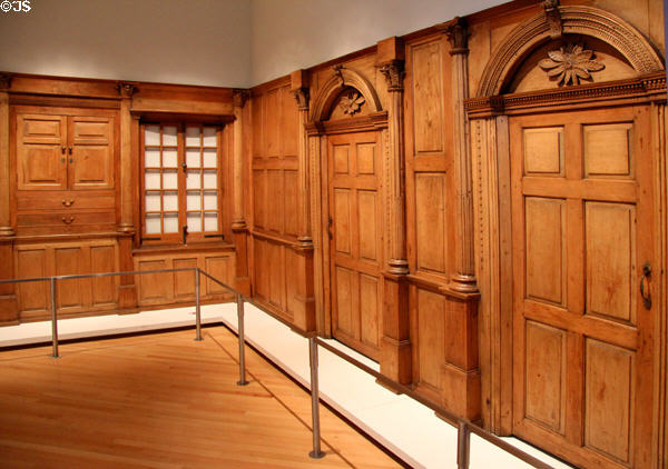 Wood panels from house near Quebec City (early 18thC) at Royal Ontario Museum. Toronto, ON.