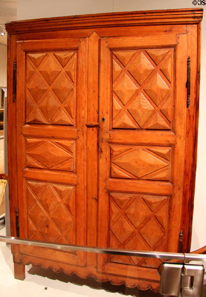 Pine wardrobe (1740-60) from Quebec at Royal Ontario Museum. Toronto, ON.