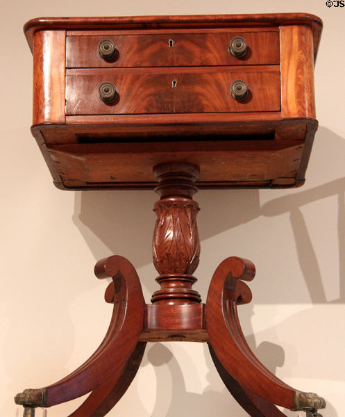 Mahogany work table (c1830-40) from New Glasgow, NS at Royal Ontario Museum. Toronto, ON.