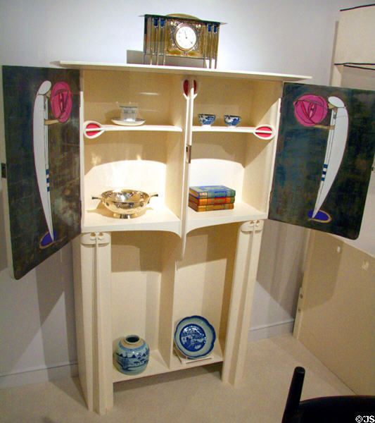 White cabinet (1902) by Charles Rennie Mackintosh of Glasgow for Jessie Rowat house at Royal Ontario Museum. Toronto, ON.