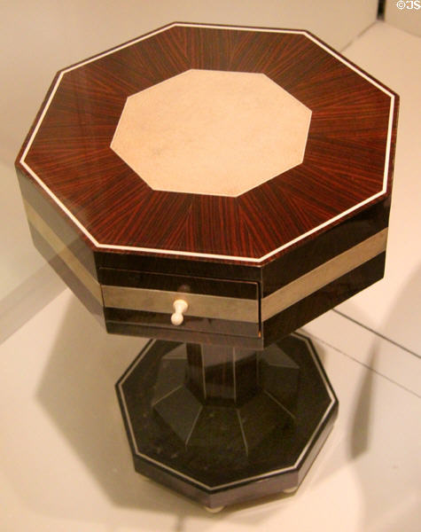 Art Deco octagonal side table in ebony & ivory (1920s) possibly by Jacques-Émile Ruhlmann from France at Royal Ontario Museum. Toronto, ON.