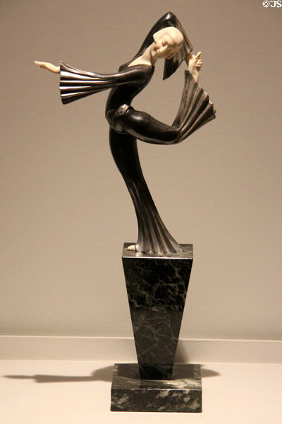 Art Deco bronze, onyx & ivory sculpture of woman dancing (1920s) by M. Lucas of France at Royal Ontario Museum. Toronto, ON.