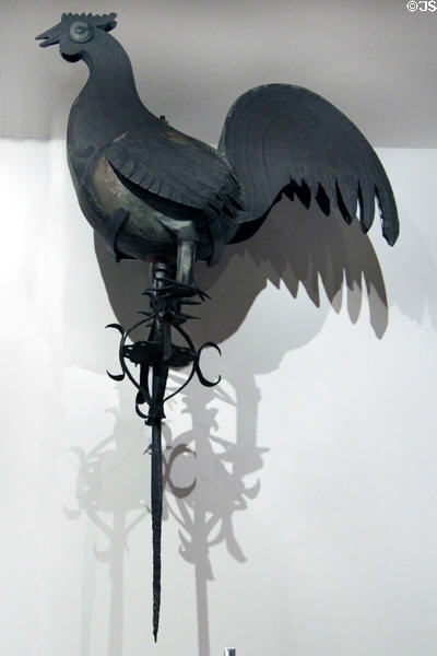 Weathercock of sheet iron (late 19thC) from Quebec at Royal Ontario Museum. Toronto, ON.