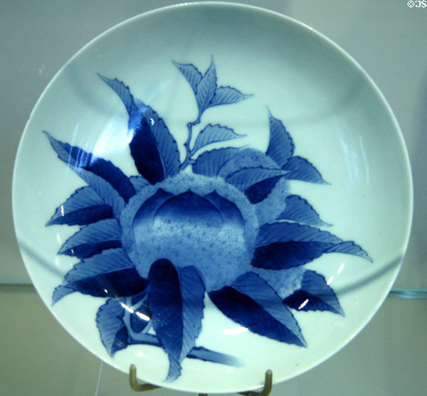 Japanese porcelain plate with chestnut design (early 19thC - Edo period) at Royal Ontario Museum. Toronto, ON.