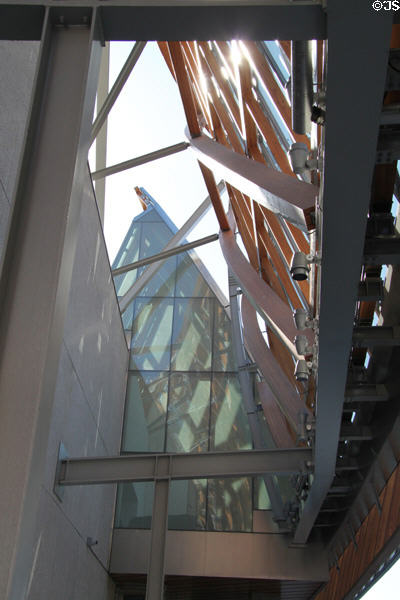Wood, steel & mirror facade detail of Frank Gehry's 2008 addition to Art Gallery of Ontario. Toronto, ON.