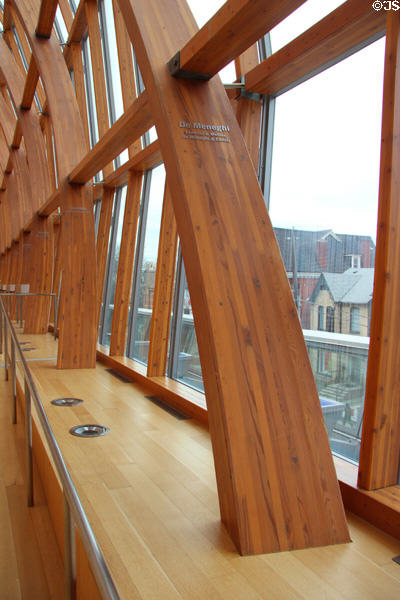 Wooden textures & view out of Gehry passage at Art Gallery of Ontario. Toronto, ON.