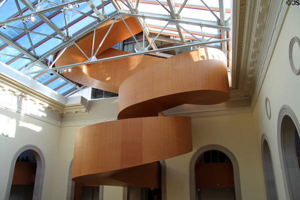 Frank Gehry's 2008 wooden spiral staircase inside original courtyart at Art Gallery of Ontario. Toronto, ON.