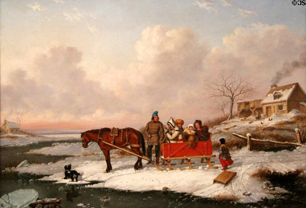 View near the Canada Line, Habitant sleigh with Krieghoff's Family painting (c1847) by Cornelius Krieghoff at Art Gallery of Ontario. Toronto, ON.