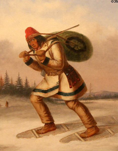 Indian Trapper on Snowshoes painting (c1849) by Cornelius Krieghoff at Art Gallery of Ontario. Toronto, ON.