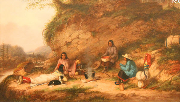 Indian Encampment at Big Rock painting (c1853) by Cornelius Krieghoff at Art Gallery of Ontario. Toronto, ON.