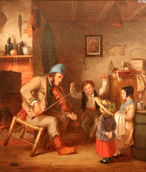 Fiddler & Boy Doing Jig painting (1852) by Cornelius Krieghoff at Art Gallery of Ontario. Toronto, ON.