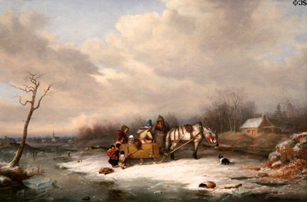 Habitant Family with Horse & Sleigh painting (1850) by Cornelius Krieghoff at Art Gallery of Ontario. Toronto, ON.