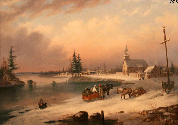 Village Scene in Winter painting (1850) by Cornelius Krieghoff at Art Gallery of Ontario. Toronto, ON.