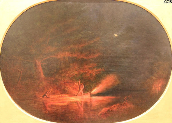 Fishing by Torchlight painting (1853) by Cornelius Krieghoff at Art Gallery of Ontario. Toronto, ON.