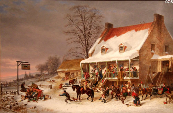 Breaking Up of a Country Ball in Canada, Early Morning painting (1857) by Cornelius Krieghoff at Art Gallery of Ontario. Toronto, ON.