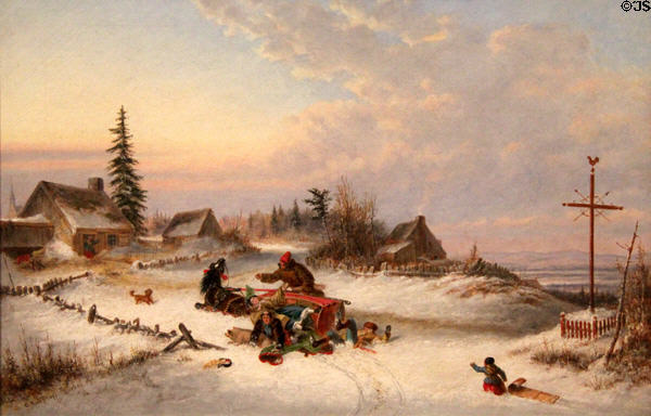 Hazard of the Road painting (1857) by Cornelius Krieghoff at Art Gallery of Ontario. Toronto, ON.