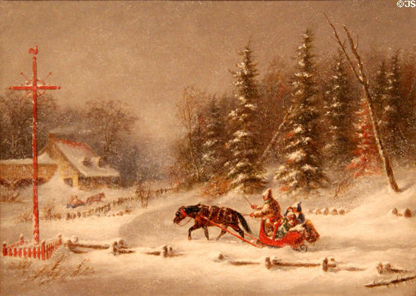 Winter Road in Blizzard painting (c1858) by Cornelius Krieghoff at Art Gallery of Ontario. Toronto, ON.
