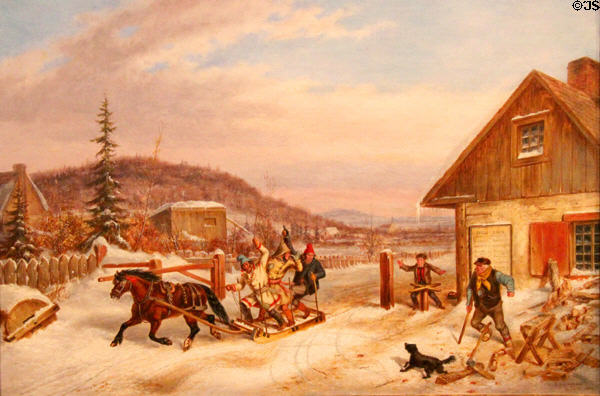 Bilking the Toll Gate painting (1859) by Cornelius Krieghoff at Art Gallery of Ontario. Toronto, ON.