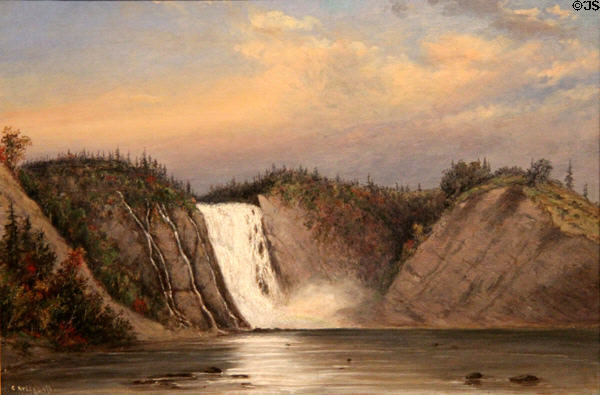 Montmorency Falls, Quebec painting (1855) by Cornelius Krieghoff at Art Gallery of Ontario. Toronto, ON.