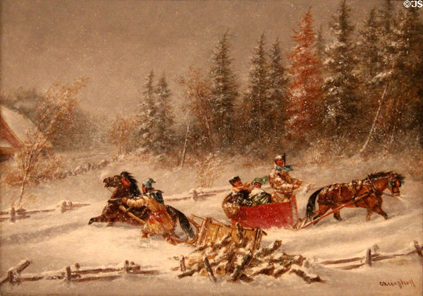 A Winter Incident painting (c1860) by Cornelius Krieghoff at Art Gallery of Ontario. Toronto, ON.
