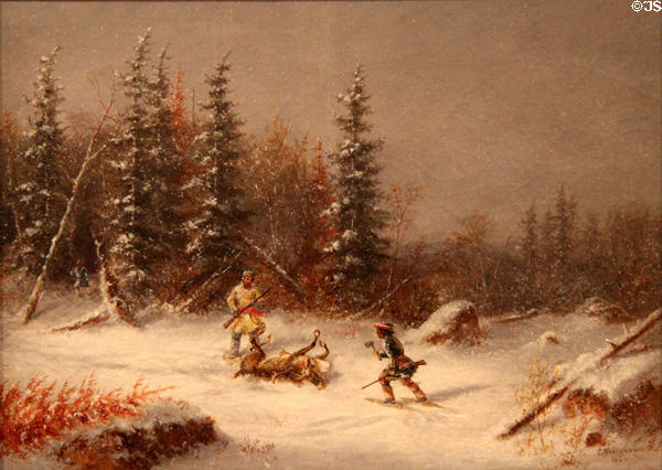 The Caribou Hunters painting (1866) by Cornelius Krieghoff at Art Gallery of Ontario. Toronto, ON.