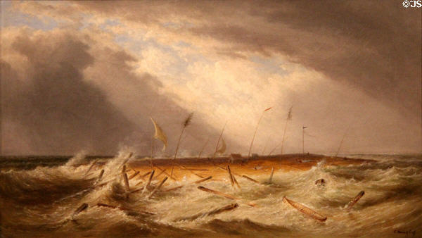Wrecked Raft painting (late 1860s) by Cornelius Krieghoff at Art Gallery of Ontario. Toronto, ON.