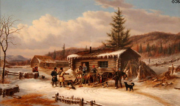 Return from the Hunt painting (1871) by Cornelius Krieghoff at Art Gallery of Ontario. Toronto, ON.
