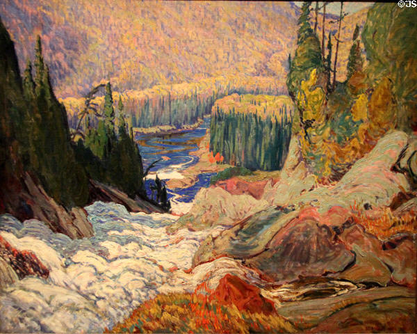 Fall, Montreal River painting (1920) by J.E.H. Macdonald at Art Gallery of Ontario. Toronto, ON.