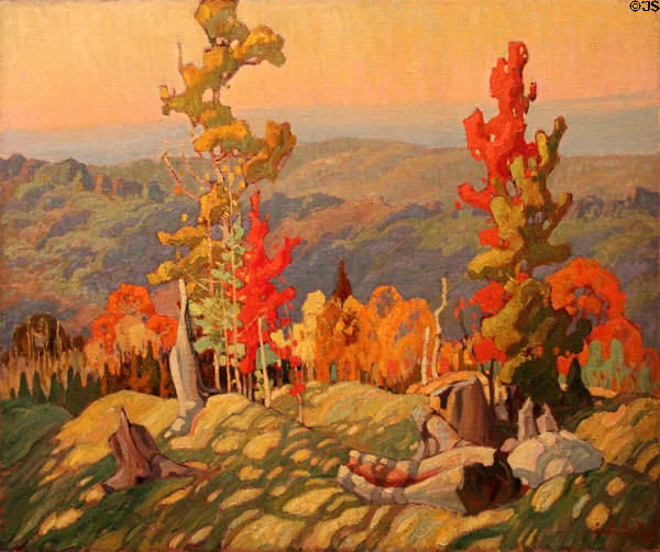 Festive Autumn painting (1921) by Franklin Carmichael at Art Gallery of Ontario. Toronto, ON.